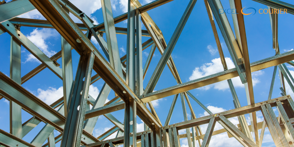 Building frame with blue sky in background